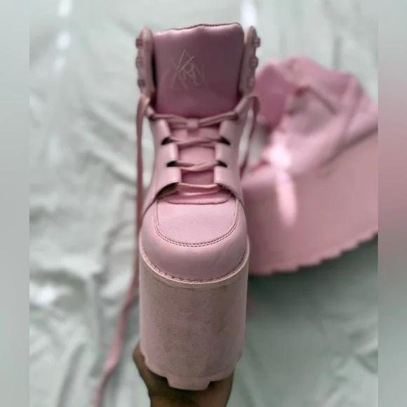 YRU Pink Platform Shoes with Chunky Sole - Picture 3 of 5